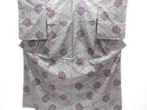 大特価品　未使用品　麻の葉に花模様織り出し本場泥大島紬着物(9マルキ)